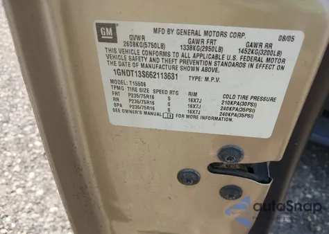 2006 Chevrolet Trailblazer Ls z USA, uszkodzony, nr VIN 1GNDT13S662113631